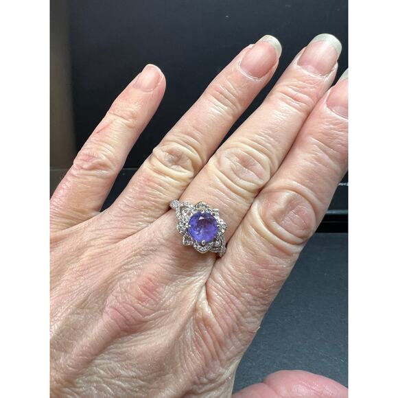 New Bomb Party Sterling Silver Lavender Simulated Amethyst Dinner Ring Sz 9 - Picture 7 of 16